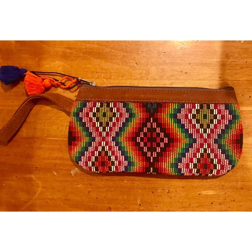 rainbow aztec print wristlet